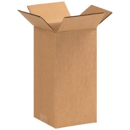 BOX PACKAGING Tall Cardboard Corrugated Boxes, 4"L x 4"W x 9"H, Kraft 449